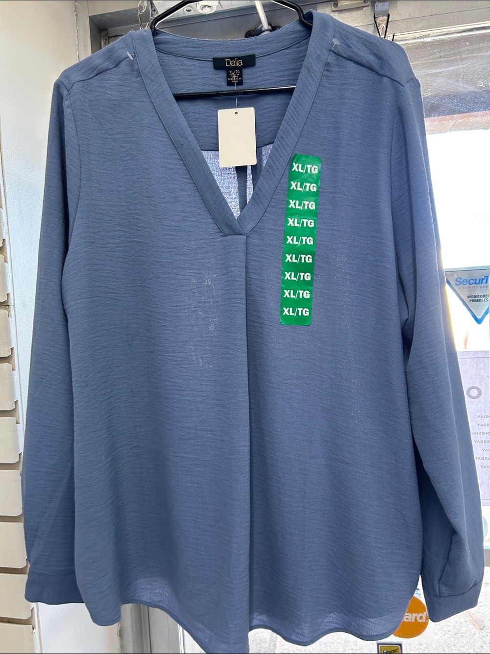 Dalia V-Neck Long Sleeve Blouse — Dusty Blue